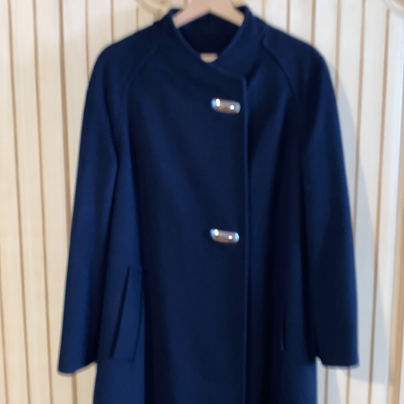 Vintage Stevens Forstmann Women’s Navy Blue Wool Winter Dress Coat - Picture 3 of 13